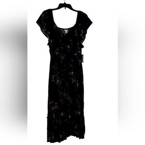 Terra And Sky Black Floral Whimsy Dress
